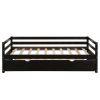 Daybed with Trundle Frame Set, Twin Size, Espresso - as picture