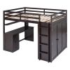 Full size Loft Bed with Drawers,Desk,and Wardrobe-Espresso - as picture