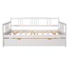 Full Size Daybed Wood Bed with Twin Size Trundle,White - as picture