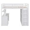 Full size Loft Bed with Drawers,Desk,and Wardrobe-White - as picture