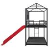 Metal Bunk Bed ,Metal Housebed With Slide,Three Colors Available.(Black with Red Slide) - as picture