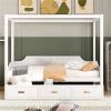 Twin Size Wooden Canopy Daybed with 3 in 1 Storage Drawers,White - as picture