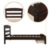 Platform Twin Bed Frame with Storage Drawer and Wood Slat Support No Box Spring Needed, Espresso - as picture