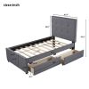 Linen Upholstered Platform Bed With Headboard and Two Drawers, Twin - as picture