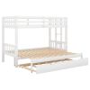 Twin over Pull-out Bunk Bed with Trundle, White - as picture