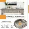 Classic Retro Style Console Table with Three Top Drawers and Open Style Bottom Shelf, Easy Assembly (Gray Wash) - as picture