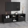 70.08 Inch Length Black TV Stand for Living Room and Bedroom, with 2 Drawers and 4 High-Capacity Storage Compartment. - as picture