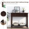 Console Table Traditional Design with Two Drawers and Bottom Shelf (Espresso) - as picture