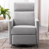 Modern Upholstered Rocker Nursery Chair Plush Seating Glider Swivel Recliner Chair, Gray - as picture