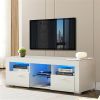 White morden TV Stand with LED Lights,high glossy front TV Cabinet,can be assembled in Lounge Room, Living Room or Bedroom,color:WHITE - as picture