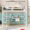 Solid Wood Twin Size Loft Bed with Ladder(White) - as picture