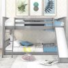 Full over Full Bunk Bed with Convertible Slide and Ladder, Gray - as picture