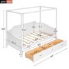 Twin Size Wooden Canopy Daybed with 3 in 1 Storage Drawers,White - as picture