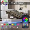 Tufted Upholstered Platform Bed with Hydraulic Storage System,Queen Size PU Storage Bed with LED Lights and USB charger, White - as picture
