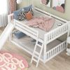 Full over Full Bunk Bed with Convertible Slide and Ladder, White - as picture