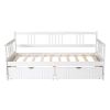 Twin Size Daybed Wood Bed with Two Drawers,White - as picture