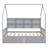 Wooden Full Size House Bed with 2 Drawers,Kids Bed with Storage Shelf, Gray(Expected Arrival Time: 5.15) - as picture