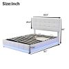 Tufted Upholstered Platform Bed with Hydraulic Storage System,Queen Size PU Storage Bed with LED Lights and USB charger, White - as picture
