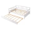 Full Size Daybed Wood Bed with Twin Size Trundle,White - as picture