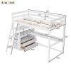 Twin Size Loft Bed with Desk and Shelves, Two Built-in Drawers, White - as picture