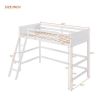 Solid Wood Twin Size Loft Bed with Ladder(White) - as picture