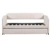 Upholstered Daybed Sofa Bed Twin Size With Trundle Bed and Wood Slat ,Beige - as picture
