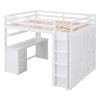 Full size Loft Bed with Drawers,Desk,and Wardrobe-White - as picture