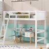 Solid Wood Twin Size Loft Bed with Ladder(White) - as picture