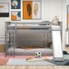 Bunk Bed with Convertible Slide and Ladder, Gray - as picture