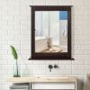 Wall-Mounted Multipurpose Vanity Mirror with Shelf - brown