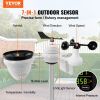 VEVOR 7-in-1 Wi-Fi Weather Station, 7.5 in Color Display, Home Weather Station Indoor Outdoor, with Solar Wireless Outdoor Sensor Alarm Alerts, for Te
