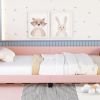 Twin Size Upholstered Daybed with Carton Ears Shaped Headboard, Pink - as picture