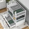Wood Bunk Bed with Trundle and Drawers,White - as picture