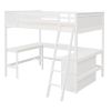 Full size Loft Bed with Shelves and Desk, Wooden Loft Bed with Desk - White - as picture