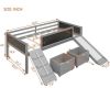 Twin size Loft Bed Wood Bed with Two Storage Boxes - Gray - as picture