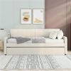 Twin Size Upholstery Daybed with Trundle and USB Charging Design,Trundle can be flat or erected,Beige - as picture