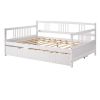 Full Size Daybed Wood Bed with Twin Size Trundle,White - as picture