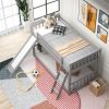 Bunk Bed with Convertible Slide and Ladder, Gray - as picture