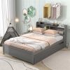 Full Bed with Trundle,Bookcase,Grey - as picture