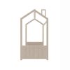 Twin Size Velvet House Bed Wood Bed, Beige - as picture