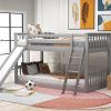Bunk Bed with Convertible Slide and Ladder, Gray - as picture