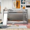 Bunk Bed with Convertible Slide and Ladder, Gray - as picture