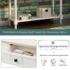Console Table Traditional Design with Two Drawers and Bottom Shelf (Ivory White) - as picture