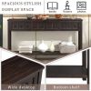 Rustic Entryway Console Table, 60" Long Sofa Table with two Different Size Drawers and Bottom Shelf for Storage (Espresso) - as picture
