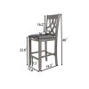 Farmhouse 2 Piece Padded Round Counter Height Kitchen Dining Chairs with Cross Back for Small Places, Gray - as picture