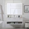 Rectangular Single Aluminum Framed Anti-Fog LED Light Wall Bathroom Vanity Mirror - 48*36 - Matte Black