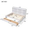Full Bed with Side Bookcase, Drawers,White - as picture