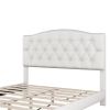 Upholstered Platform Bed with Saddle Curved Headboard and Diamond Tufted Details, Queen, Beige - as picture