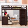 Full size Loft Bed with Drawers,Desk,and Wardrobe-Espresso - as picture