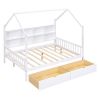 Wooden Full Size House Bed with 2 Drawers,Kids Bed with Storage Shelf, White(Expected Arrival Time: 5.15) - as picture